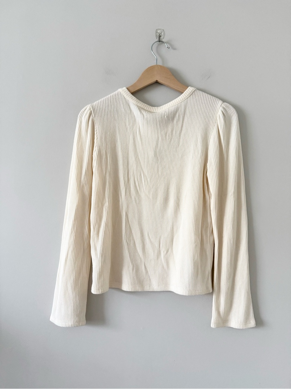 NWT Alternative Cream Ribbed Long-Sleeve Top Flare Long Sleeve Size XS - Picture 3 of 6